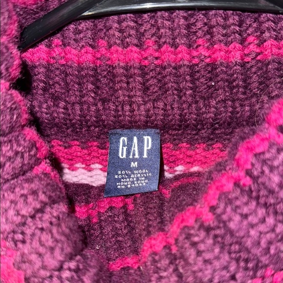 Y2K vintage GAP Women's Wool Striped Sweater - Pink and Purple - Picture 3 of 6